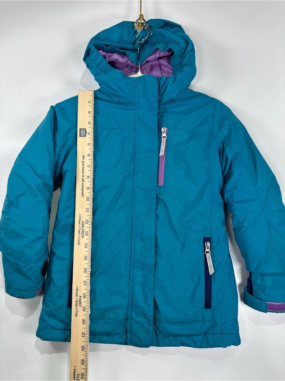 Lands End Grow-A-Longs Squall Waterproof Insulated Jacket Teal Purple Size S 7-8